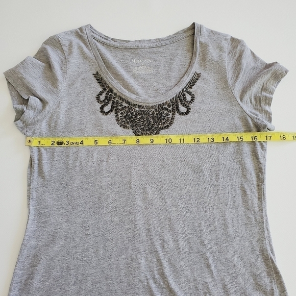 1172 * Merona Beaded Scoop Neckline Tee Gray Size M - Picture 6 of 7